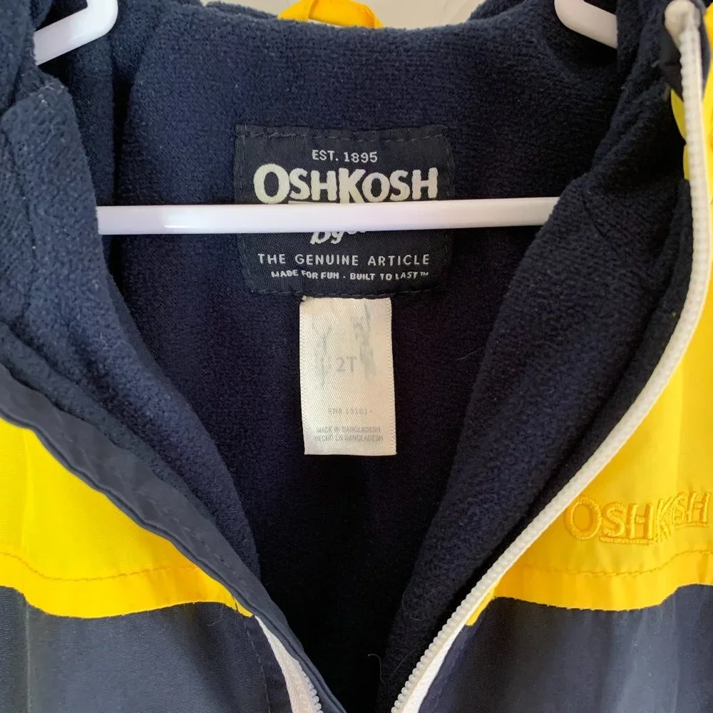 OSHKOSK B'Gosh,‎ Kid's ZipperJacket w/Hood, Navy & Yellow, Size 2T
